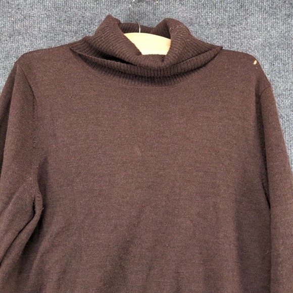 Carole Little Womens Pullover Knit Turtleneck Sweater Brown Large Italian Merino - Picture 3 of 14